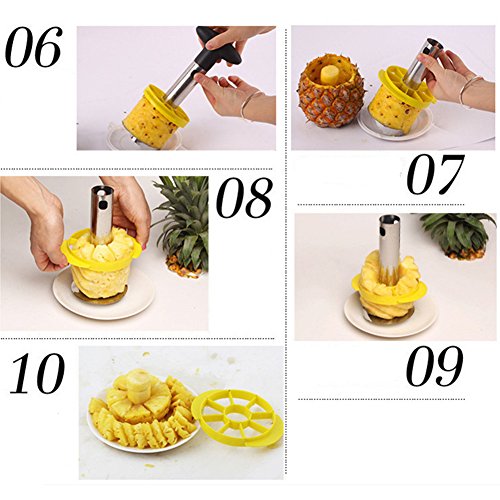 MineDecor Pineapple Cutter Slicer Stainless Steel Pineapple Corer Kitchen Fruit Peeler Stem Remover Blades - Thumbnail 3