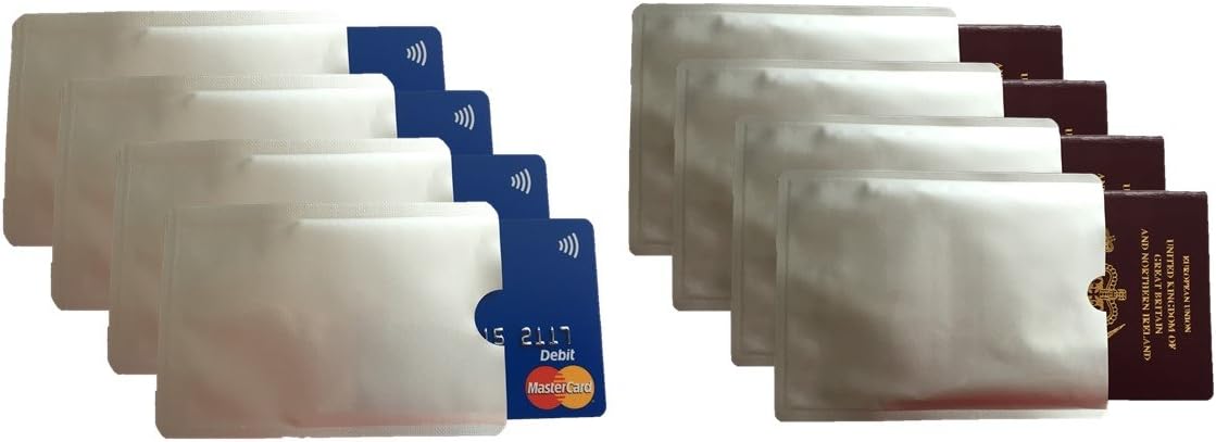 Anti Scan RFID Protectors for Your Passport and Credit Cards (4pp and 4 Cards)