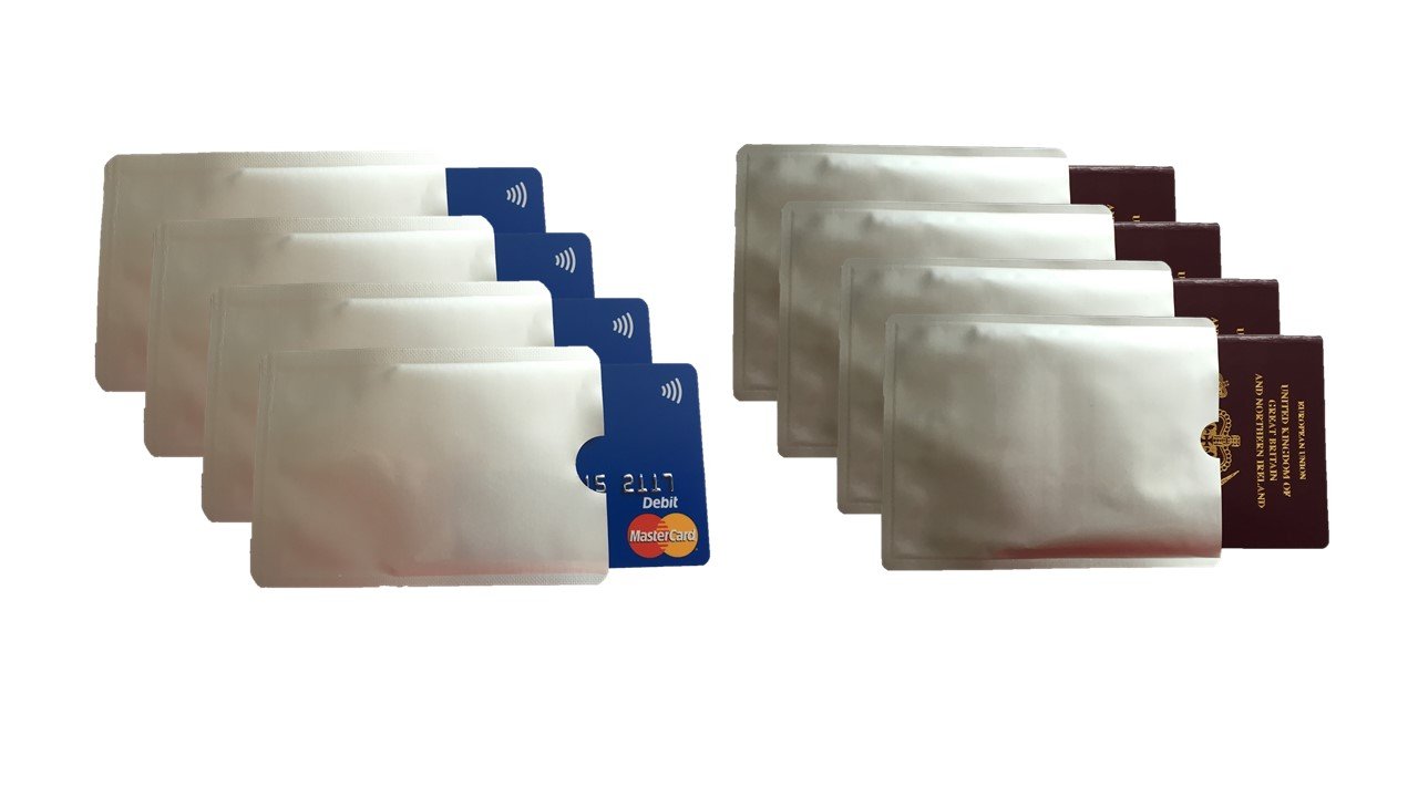 Anti Scan RFID Protectors for Your Passport and Credit Cards (4pp and 4 Cards)