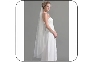 Latious 1 Tier Bride Wedding Veils Fingertip Bridal Veil Tulle Veils with Comb for Brides and Women