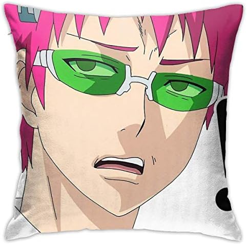 JACHE Saiki'S Confused Face Decorative Throw Pillow Covers for Sofa Couch Cushion Pillow Cases 18x18 Inch