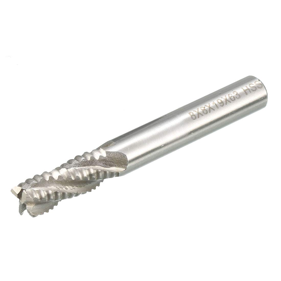 Sourcingmap Milling Cutter Straight 4 Toothed Flutes End Mill 8mm x 8mm x 25mm x 65mm
