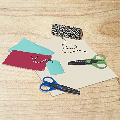 ECR4Kids Kraft Edgers Decorative Craft Scissor Set - 18 Scissors with Rotating Wood Rack