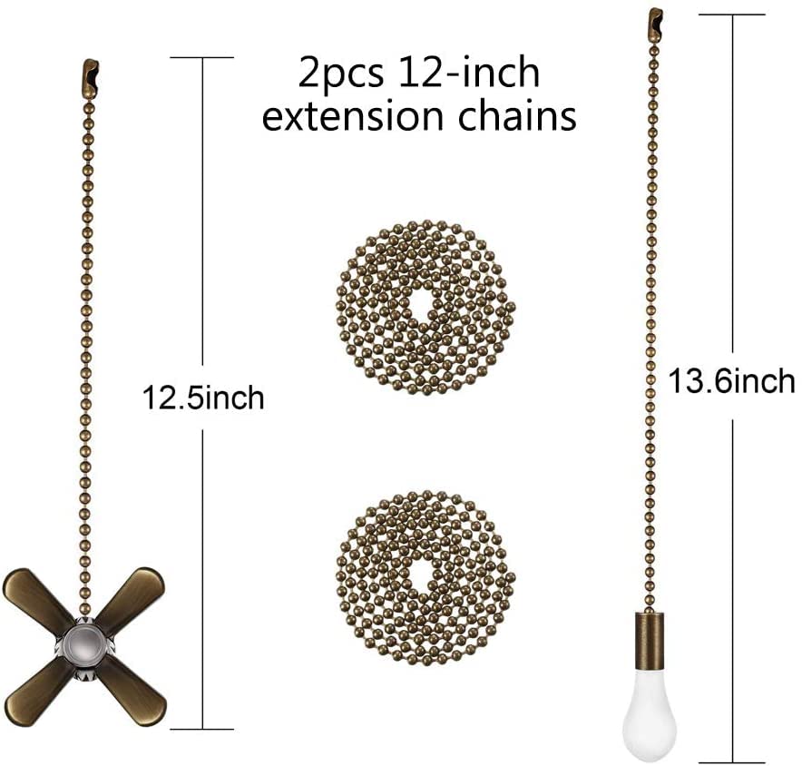 SmoTecQ Ceiling Fan Pull Extension Chain with Recognizable Fan and Bulb