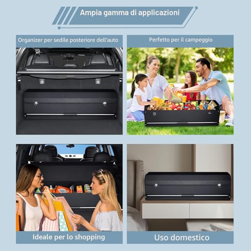 XCF Car Trunk Organizer, Waterproof Leather Trunk Organizer with Lid and Stable Handle, Storage Compartment for Packaging, SUV Accessories/Car Organizer(Black, 101 * 29 * 31 cm)