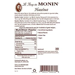 Monin - Hazelnut Syrup, Nutty Taste of Caramelized