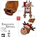 Valery Madelyn 5 Pcs Traditional Red White Reindeer Christmas Chair Covers Set Including 1 Chair Back Cover and 4 Chair Leg Floor Protectors for Dining or Kitchen Decorations