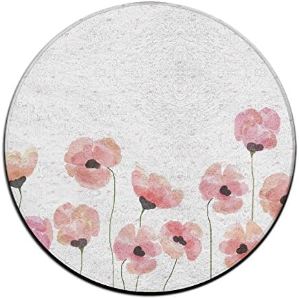 YIOOO Soft 23.6" Round Area Rug Flower Painting In Water Colours Anti-Skid Floor Mat Area Rugs Living Room Bedroom Rug Carpet Mat For Home Decorate Indoor Outdoor Office Chair Mat Pile