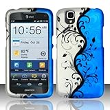 [E]for Pantech Flex P8010 (At&t) Rubberized Design Cover - Blue Vines