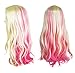 AnotherMe Long Big Wavy Blonde Pink Ombre Two Tone Hair Wig Women Heat Resistant Fiber 23.5