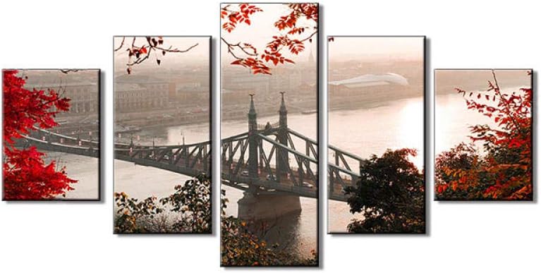 MhY 5 Bridge Bridge Scenery Canvas Painting Wall Art Modern Home