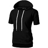 GIVON Women's Comfortable Short Sleeve Hoodie Pullover Hooded Sweatshirt with Kangaroo Pocket