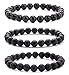 Hamoery Men Women 8mm Natural Stone Lava Rock Diffuser Bracelet Elastic Yoga Agate Beads Bracelet Bangle-21014