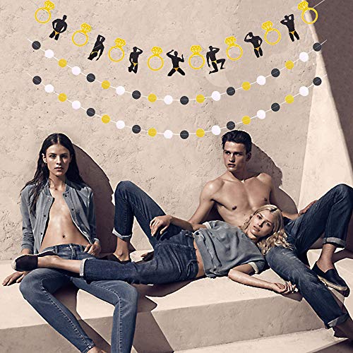 Glittery Bachelorette Banner - Male Dancers Strippers Banner and 2pcs Circle Dots Garland for Bridal Bride to Be Party Naughty Dirty Supplies Hen Party Wedding Decorations - Thumbnail 4