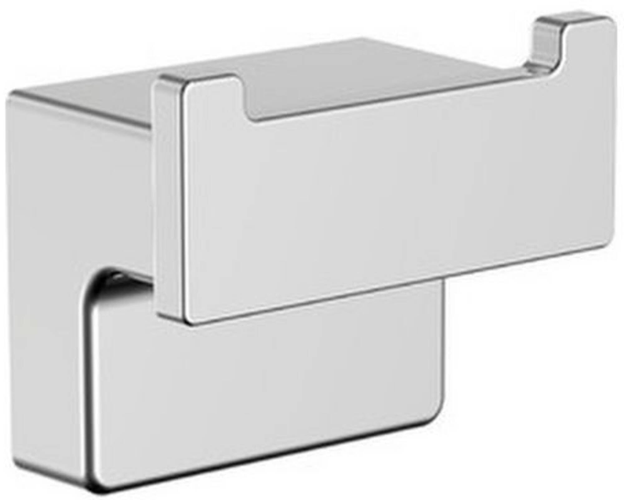 Emco Cue Wall Mounted Double Hook Practical Metal Towel Rail High Quality Wall Hook for Towels and Clothes, Chrome