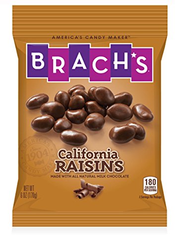 Brach's Chocolate Covered Raisins, 6 Ounce Bag, Pack of 12
