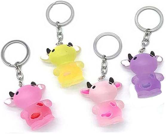 Amazon Wsere 4個入 キーホルダーペンダン かわいい ト 牛 キーホルダーリング 車キーホルダ 樹脂 人気 アニマル 半透明 21年 幸運のお守り ギフト キーケース キーホルダー 車 バイク