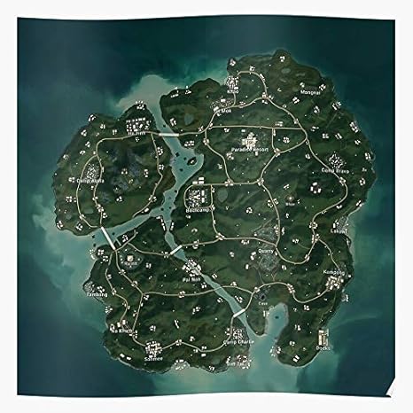 Amazon Com Savage Map Battle Pubg Royale Game Sanhok Maps I Games Girls Trendy Poster For Wall Art Home Decor Room Posters Prints