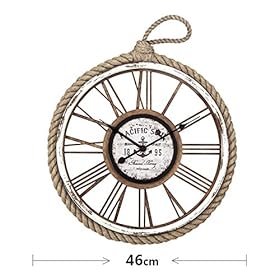 LIPENGWEI Creative Mediterranean Style Hemp Rope Wall Clocks,Living Room Personality Decoration Clock,Roman Numerals… 51VhI 2SigL