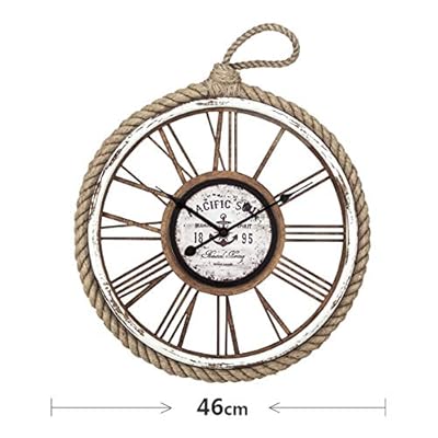 LIPENGWEI Creative Mediterranean Style Hemp Rope Wall Clocks,Living Room Personality Decoration Clock,Roman Numerals… 51VhI 2SigL