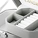 LANGRIA Embossed Faux Leather Jewelry Box, Octagonal Shape with Built-in Mirror, Lockable, Compact Size, Makeup and Accessories Storage Organizer Case,Grey