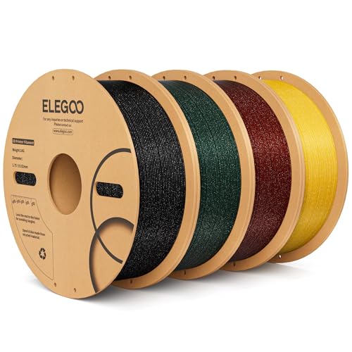 ELEGOO Sparkle PLA Filament 1.75mm Set 4kg, Glitzerndes Glänzendes 3D-Druckerfilament Mit Hoher Maßhaltigkeit, 1kg Spule Für Die Meisten 3D Drucker Gl