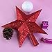 NICEXMAS Christmas Tree Toppers Star Treasures Glittered Decoration Ornament, 9 inch (Red)