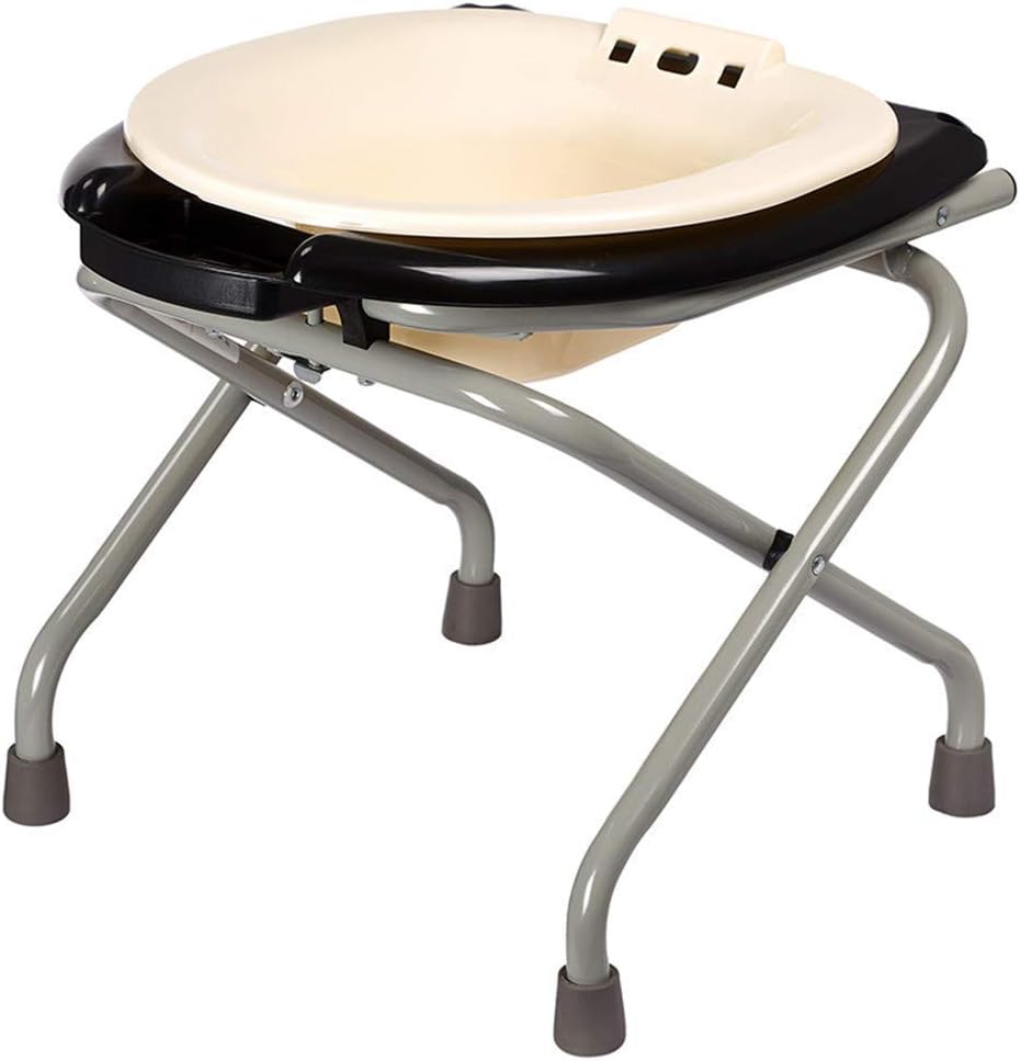Folding Commode Portable Toilet Seat with Sitz Bath - Porta Potty and Commode Chair - Comfort Chair Perfect for Camping, Hiking, Trips, Construction Sites, and More