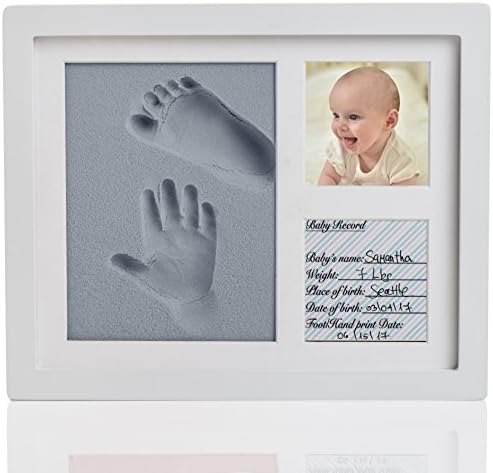 Amazing Baby Handprint and Footprint Frame Kit – Keepsake Preserves Memories – Non Toxic and Safe BIO-foam – Quality Wood Frame - Baby Gift For Baby Registry (Turquoise)