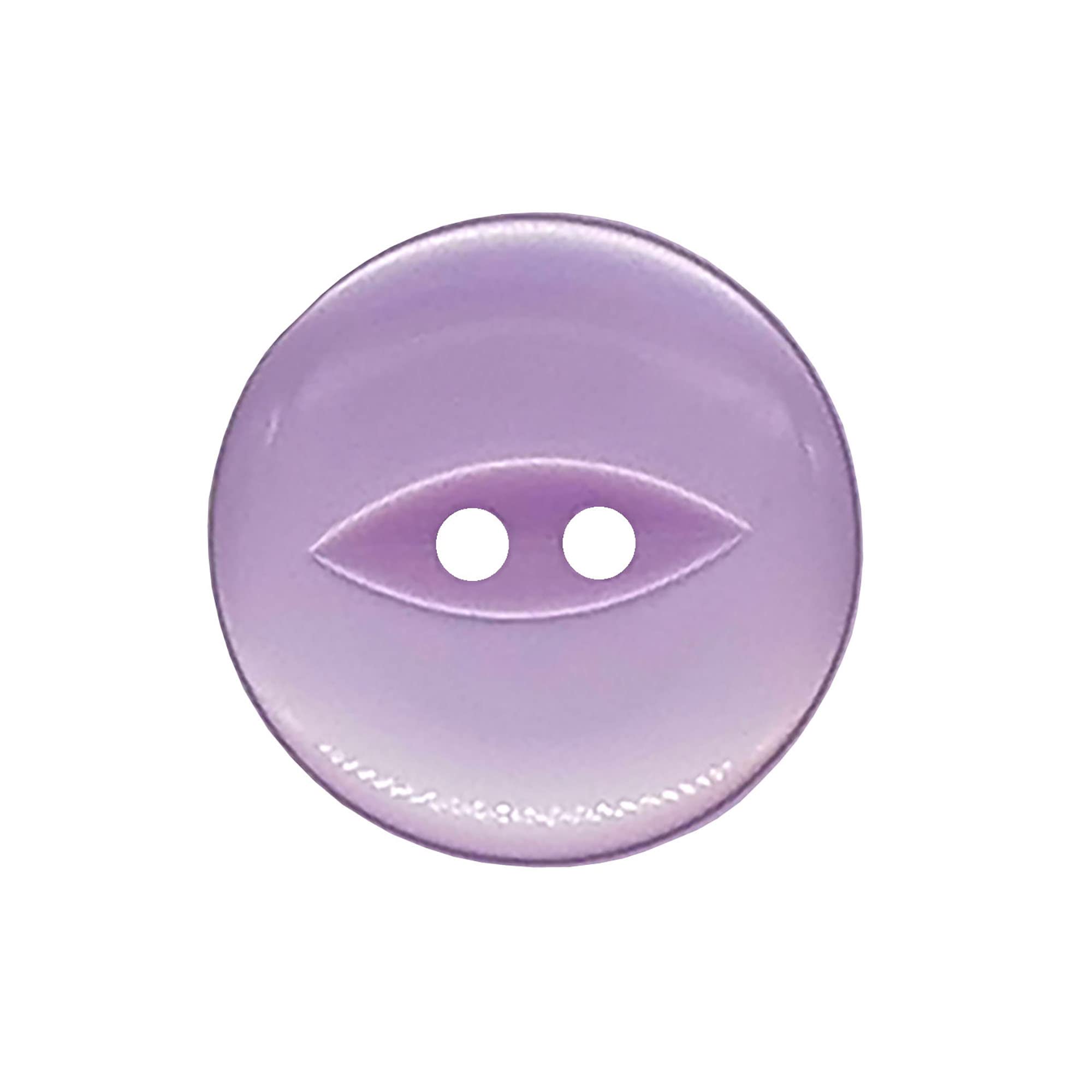 The Bead Shop 20 Pack Round Fish Eye Buttons, Baby Buttons, Sewing, Knitting & Crafts - Lilac 19mm / 30 Lignes