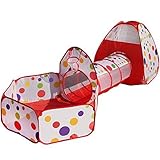 TRUEDAYS Princess Castle Play Tent for Grils with Led Twinkle Light String (3 Pcs red)