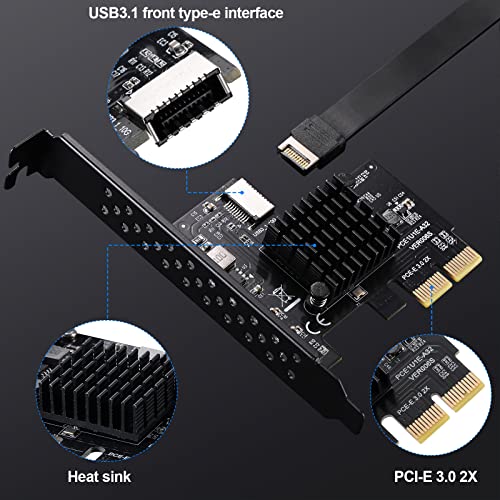 BEYIMEI PCIE 2X to USB3.1 AKey Gen2 Front TypeC Expansion Card