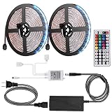 ANOOVV Led Strip Lights Waterproof, DC12V 33Ft 300leds 5050RGB Led Light Strip with Flexible 3M Tape IR DIY Controller 44Key Remote, 5A Power Supply for Kitchen, Bedroom, Sitting Room