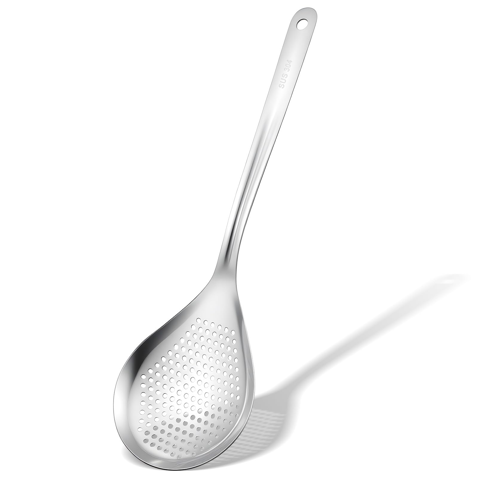 Photo 1 of 14.2 Inch Large Stainless Steel Skimmers Ladle Spoon Spider Strainer, Skimmer Slotted Spoon, Skimmer Spoons with Hanging Holes for Kitchen Cooking, Frying and Draining