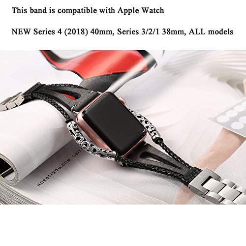 image for Secbolt Leather Bands Compatible Apple Watch Band Series 4 40mm, Serie