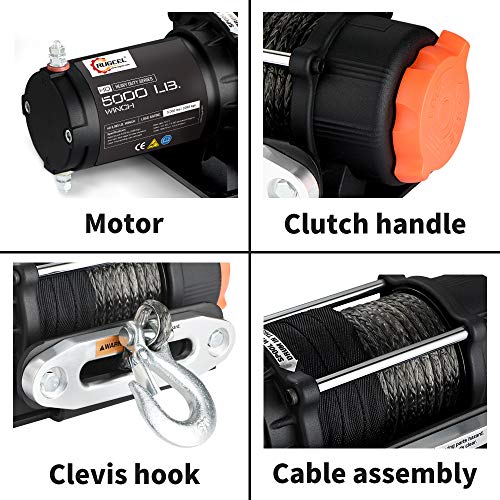 RUGCEL WINCH Waterproof IP68 Electric Winch with Hawse Fairlead,Steel Wire Rope, 2 Wired Handle and 2 Wireless Remote (5000 lb.Load Capacity-Synthetic Ro·pe) - Thumbnail 2