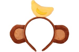 KEPATO Unisex Monkey Ears Headband with Crown on The Top Monkey Headband Animals Costume Accessories for Women