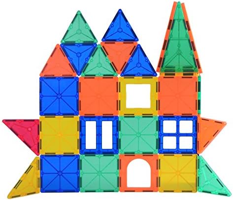 Joy Mags Magnetic Tiles Clear Building Blocks Construction Stacking Toys Set (32 Pieces)