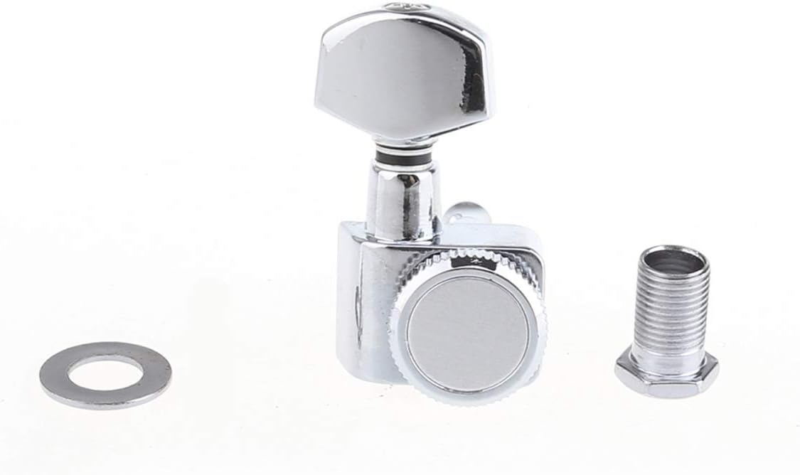 Musiclily Pro 6 inline 2-pins Guitar Locking Tuners Machine Heads Tuning Pegs Keys Set for Fender Strat Tele Style Electric Guitar Chrome - Image 5