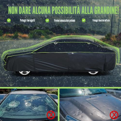 Cowtcver Car Hail Protection Cover, Outdoor Car Hail Protection Garage with Separate Sunshade, Car Cover for Protection from Hail, Sun and Rain (Saloon 470-490cm)
