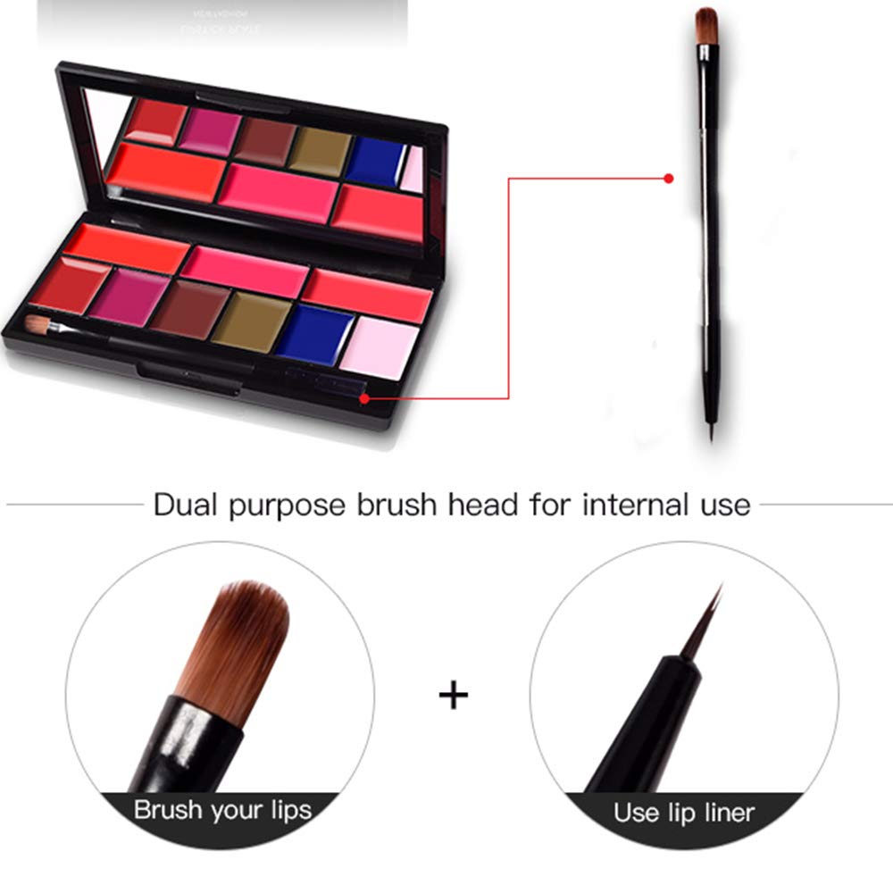 Matte Lip Contour Kit - Lipstick Palette Set Includes 9 Lip Colors, Lip Brush, and Makeup Mirror
