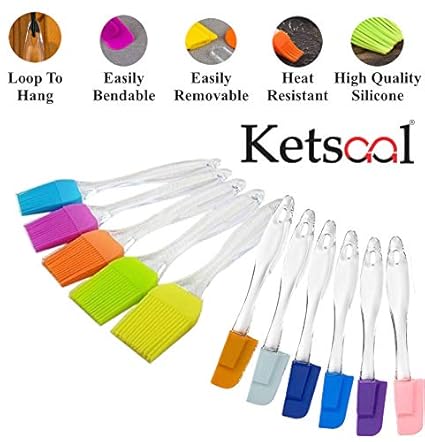 Ketsaal Silicone Spatula And Pastry Brush Set For Cake Mixer, Cooking, Baking, Glazing, Yellow