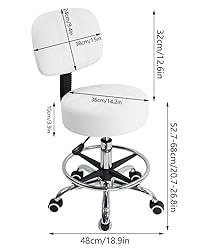 KKTONER Swivel Round Rolling Stool PU Leather with
