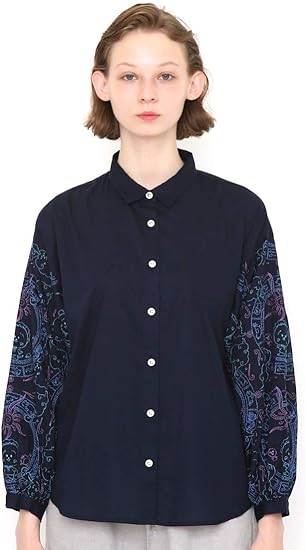 Amazon グラニフ Graniph コラボレーション 総柄 ボリューム シャツ コジコジ サークル パターン コジコジ ネイビー レディース Lady F G109 G112 シャツ ブラウス 通販