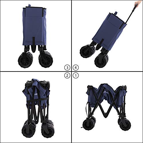 Patio Guarder Folding Collapsible Wagon Cart, All Terrain Utility Wagon, Heavy Duty Outdoor Garden Beach Wagon - Perfect Use for Camping, Shopping, Picnic, Beach, Sports, Blue - Thumbnail 3