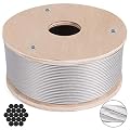 VEVOR 316 Stainless Steel Cable 500ft Stainless Steel Wire Rope 5/32" 1x19 Steel Cable for Railing Decking DIY Balustrade (T316 5/32" 500ft)