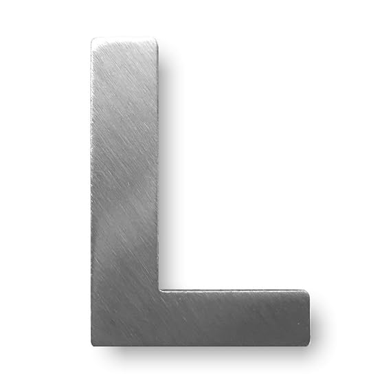 Individueller Metall-Buchstabe “L” aus gebürstetem Edelstahl – Höhe 4cm – Hausnummer, Zimmerbeschriftung, Bürobeschriftung, T