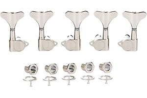 DOPRO Left Handed 5 String 18:1 Sealed Bass Tuners Lefty Bass Guitar Tuning Keys Pegs Bass Tuning Machines Compatible with Ibanez/Yamaha Style Acoustic/Electric Bass Nickel 3L/2R