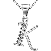 Aurora Tears Letter Necklace Initial 925 Sterling Silver Alphabet Pendant Crystal Name Gift Women Cubic Zirconia Jewelry