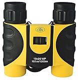 Outnowtech Ultra Compact Folding Binoculars, 10x25, Yellow And Black, For Adults And Kids, Hiking, Camping, Sport And All Outdoor Events